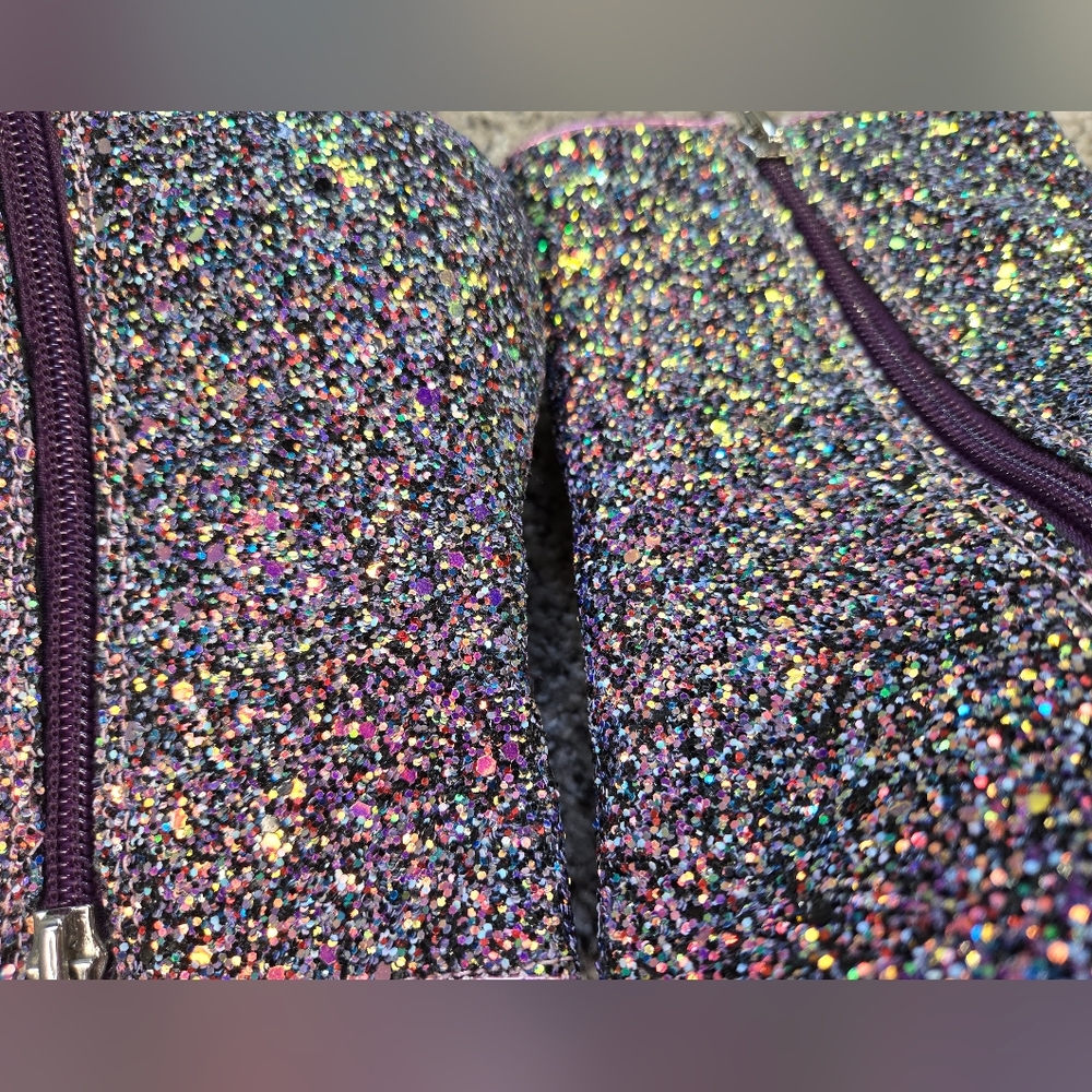 Marc Fisher Stolla Size 8.5 Purple Glitter Booties Womens EUC - Picture 12 of 13